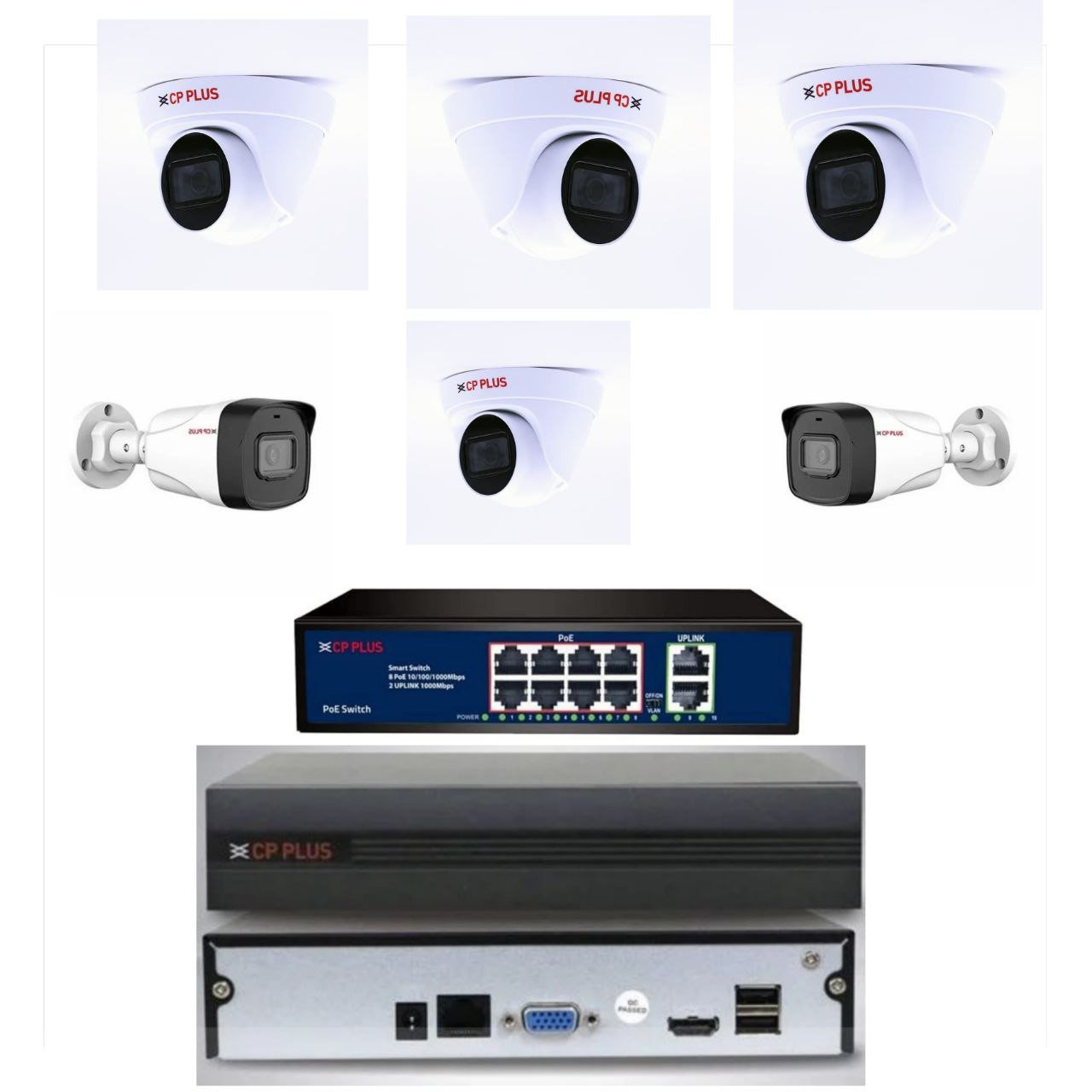 6Nos // CP PLUS CCTV IP WITH NVR //  24*7  - COMBO