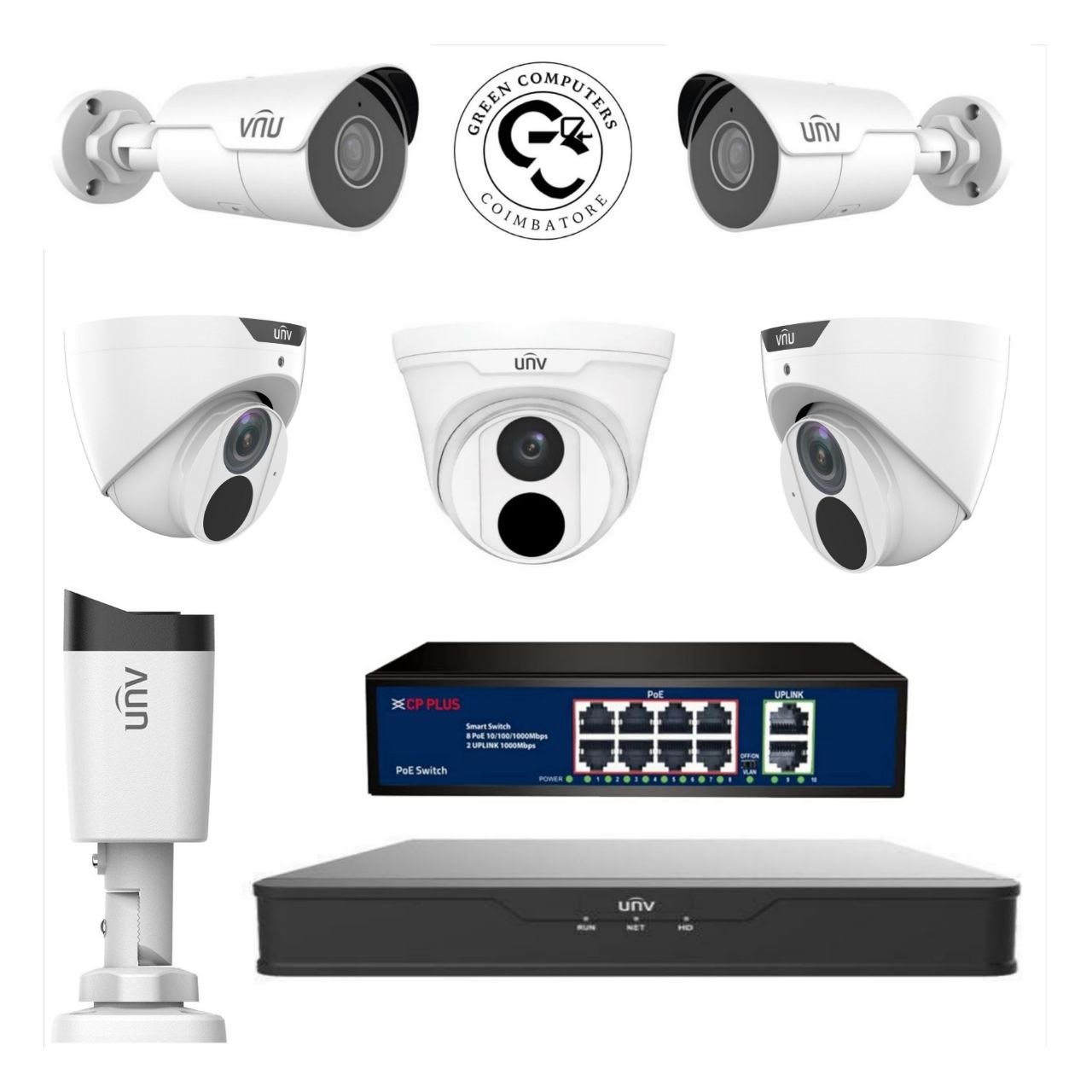 6Nos // UNV CCTV IP WITH NVR //  24*7  - COMBO