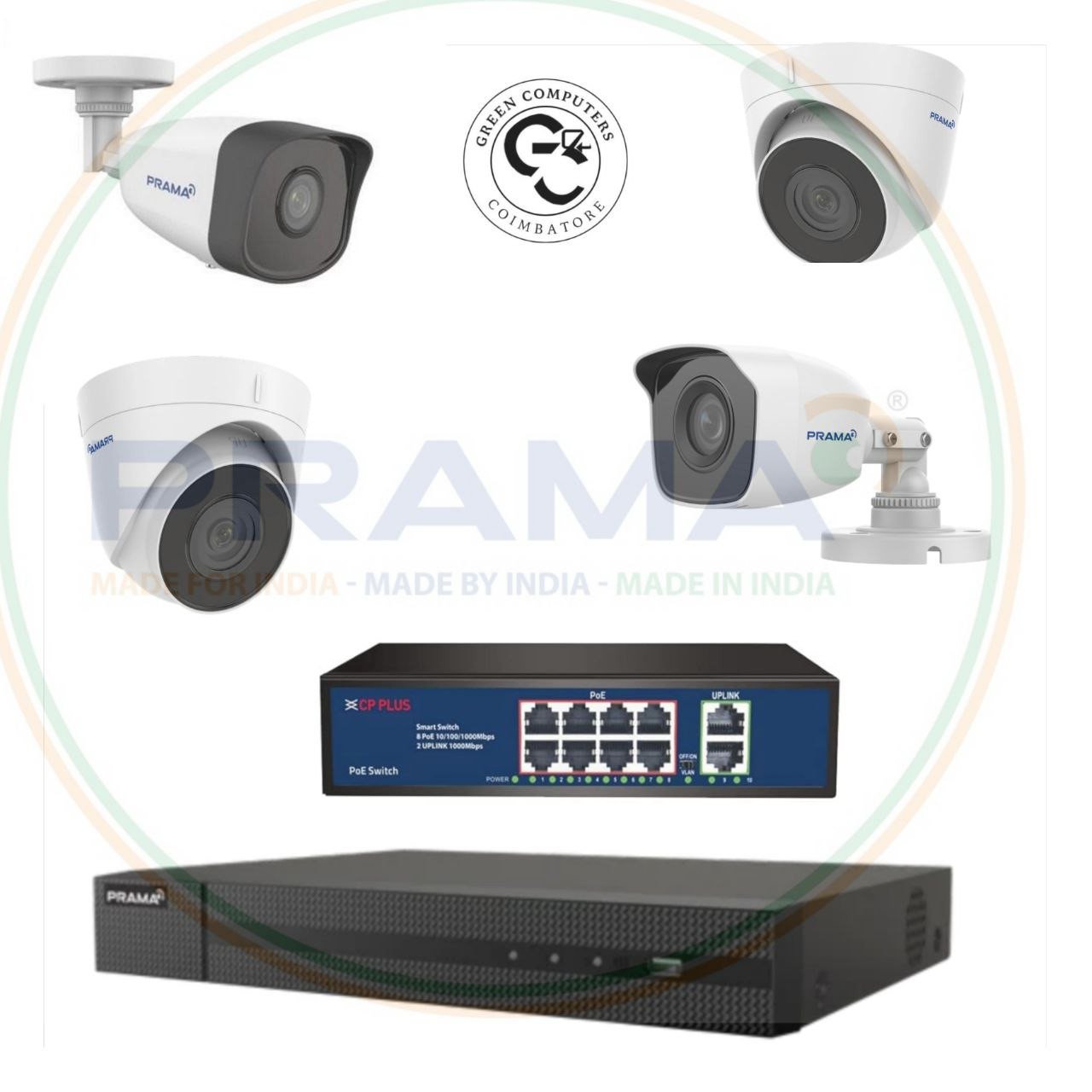4Nos // PRAMA HIKVISION CCTV IP WITH NVR //  24*7  - COMBO