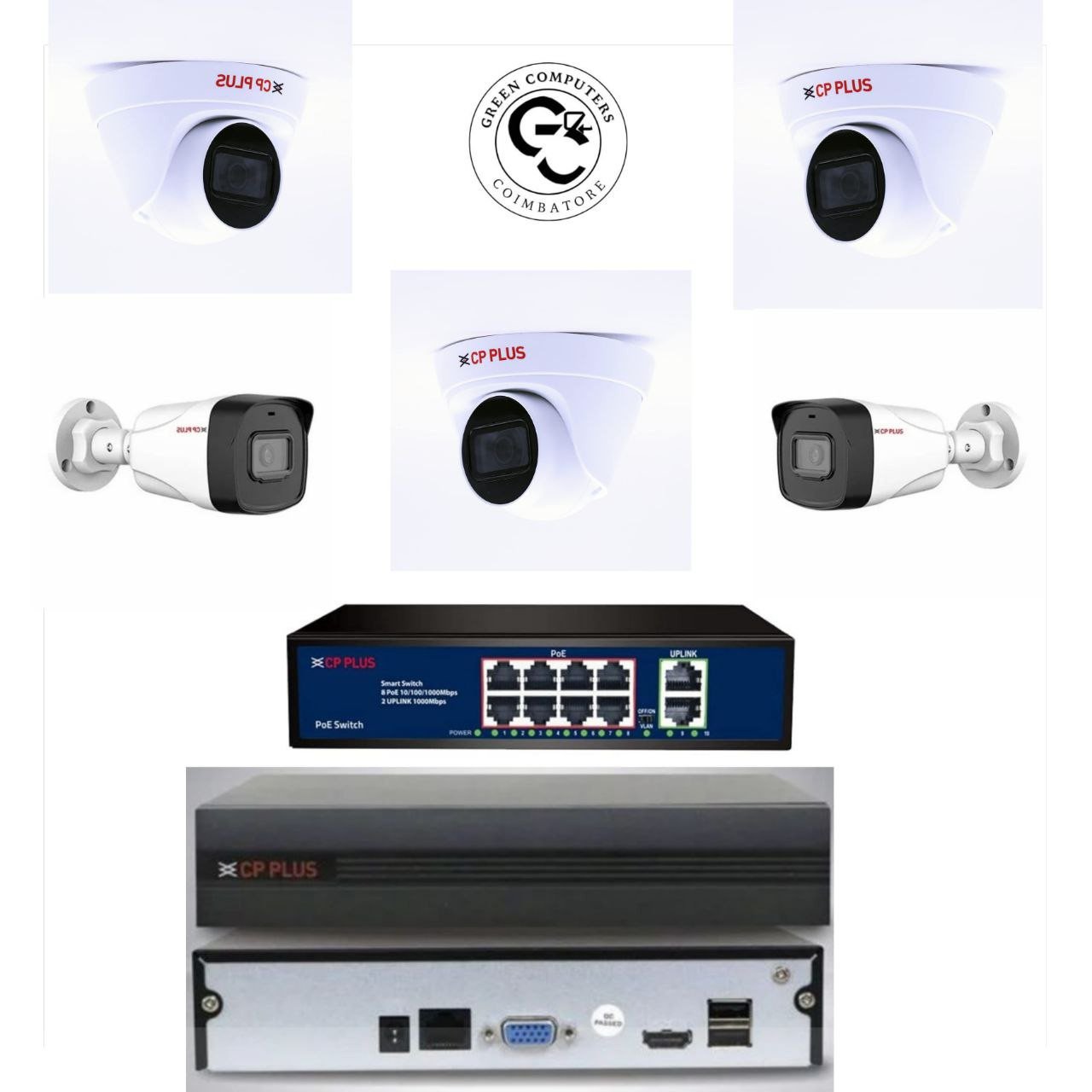 5Nos // CP PLUS CCTV IP WITH NVR //  24*7  - COMBO