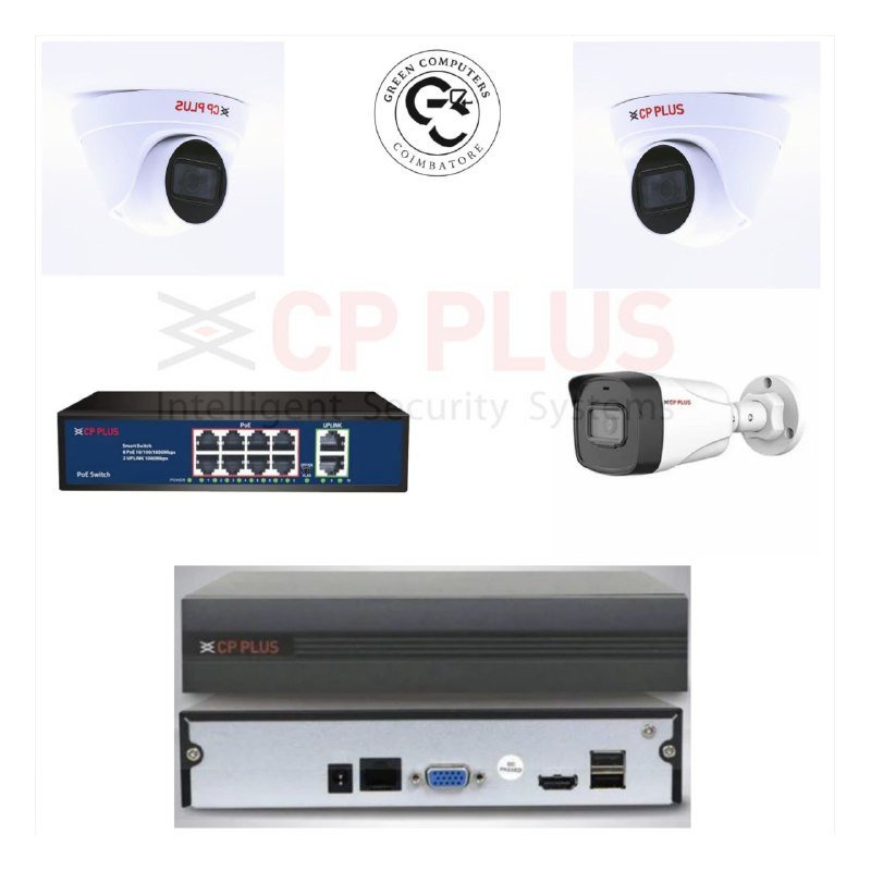 3Nos // CP PLUS CCTV IP WITH NVR //  24*7  - COMBO