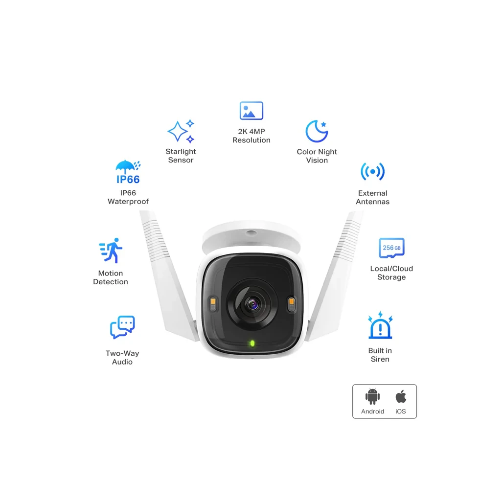 TP LINK 24*7 COLOUR VIEW HD 4MP CCTV IP CAMERA WITH SIREN