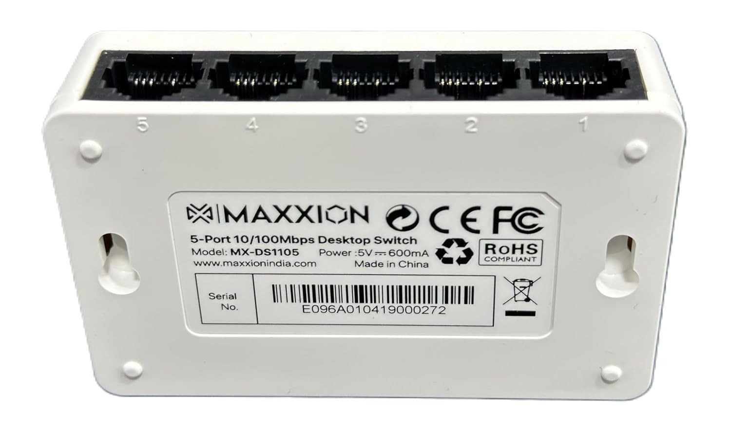 MAXXION DESKTOP SWITCH 5 PORT 10/100 MBPS