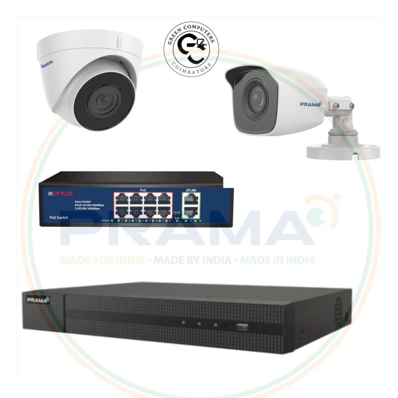 2Nos // PRAMA HIKVISION CCTV IP WITH NVR //  24*7 - COMBO
