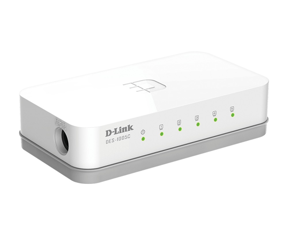 D-Link DES-1005C 5-Port 10/100 Mbps Unmanaged Switch, white