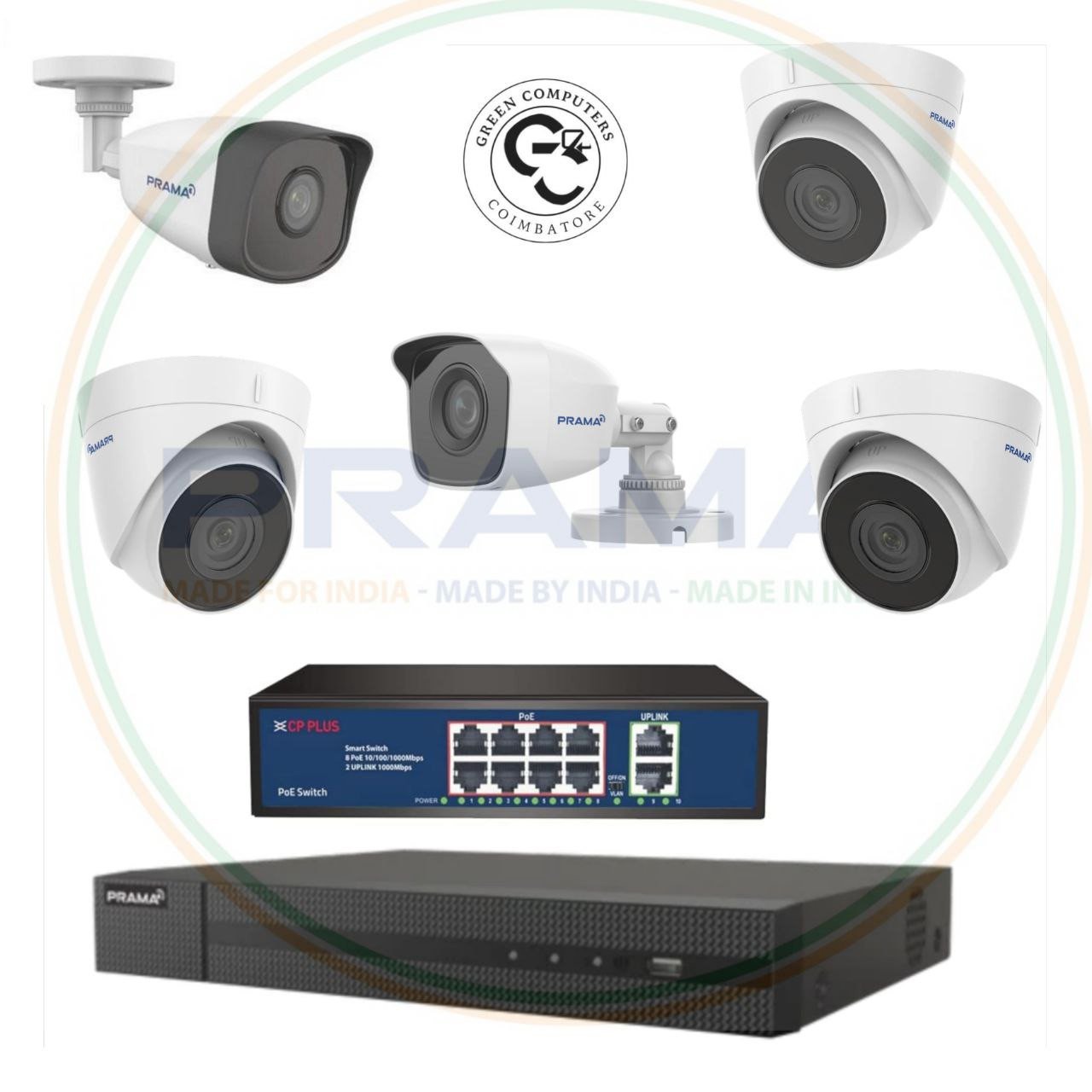 5Nos // PRAMA HIKVISION CCTV IP WITH NVR //  24*7   - COMBO