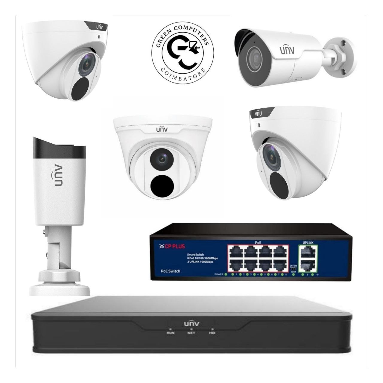 5Nos // UNV CCTV IP WITH NVR //  24*7  - COMBO