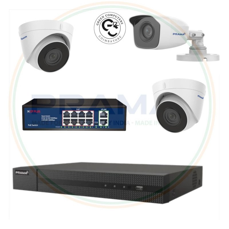 3Nos //  PRAMA HIKVISION CCTV IP WITH NVR //  24*7  -  COMBO