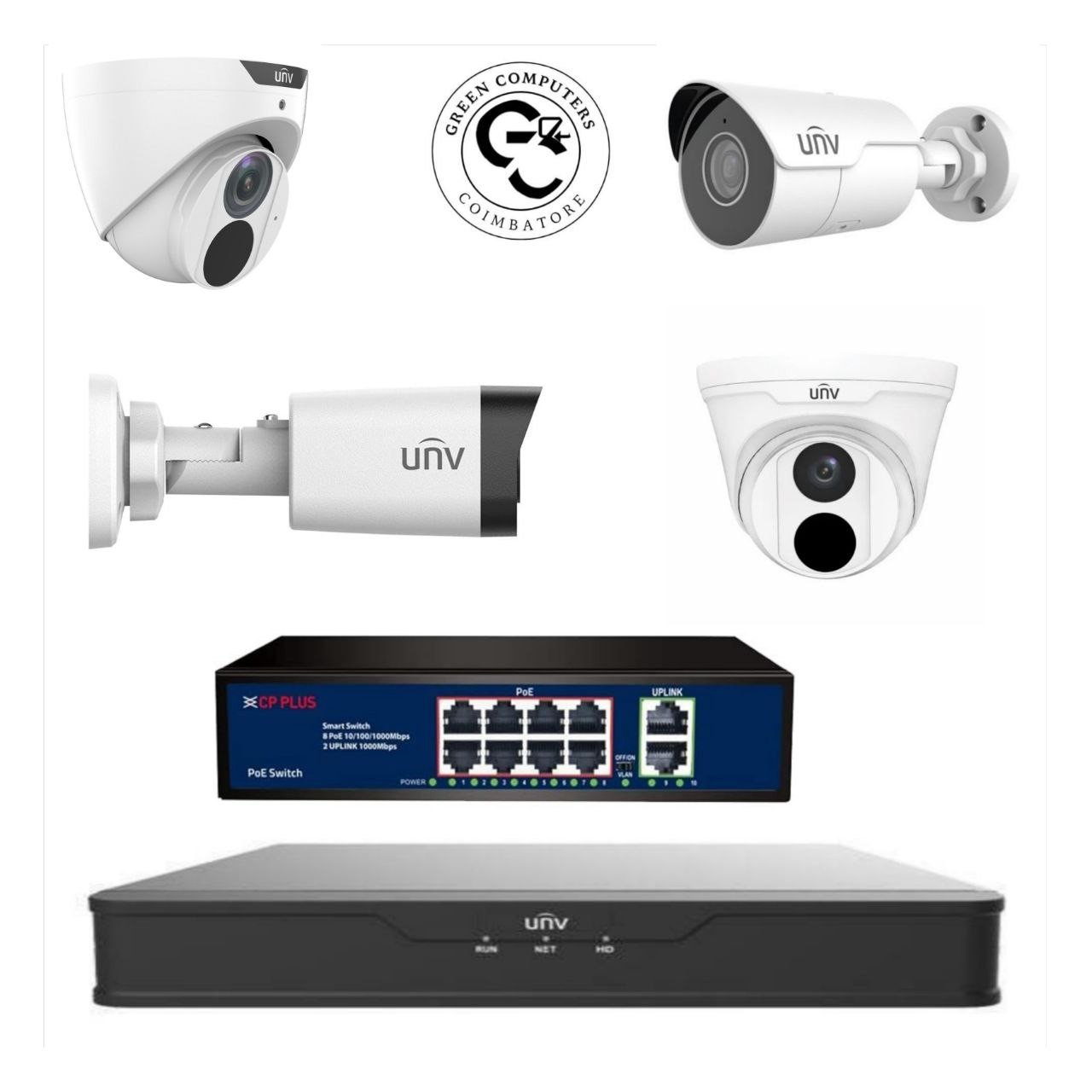 4Nos // UNV CCTV IP WITH NVR //  24*7   - COMBO