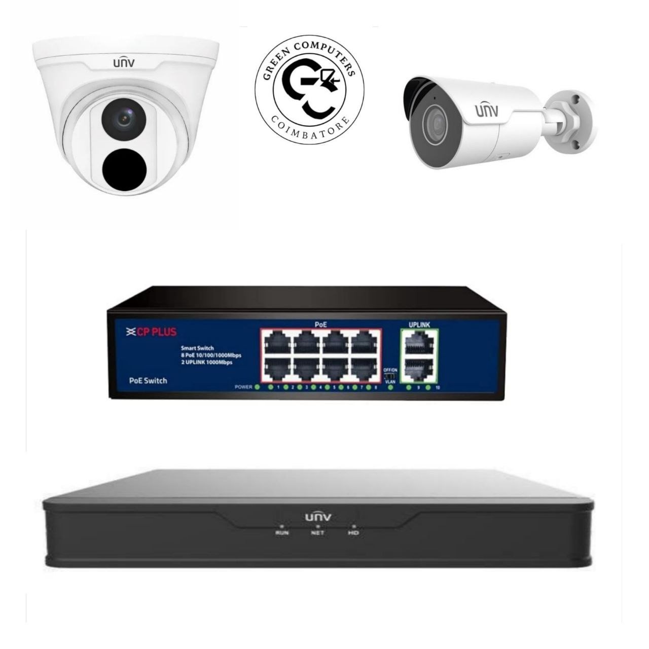 2Nos // UNV CCTV IP WITH NVR //  24*7 - COMBO